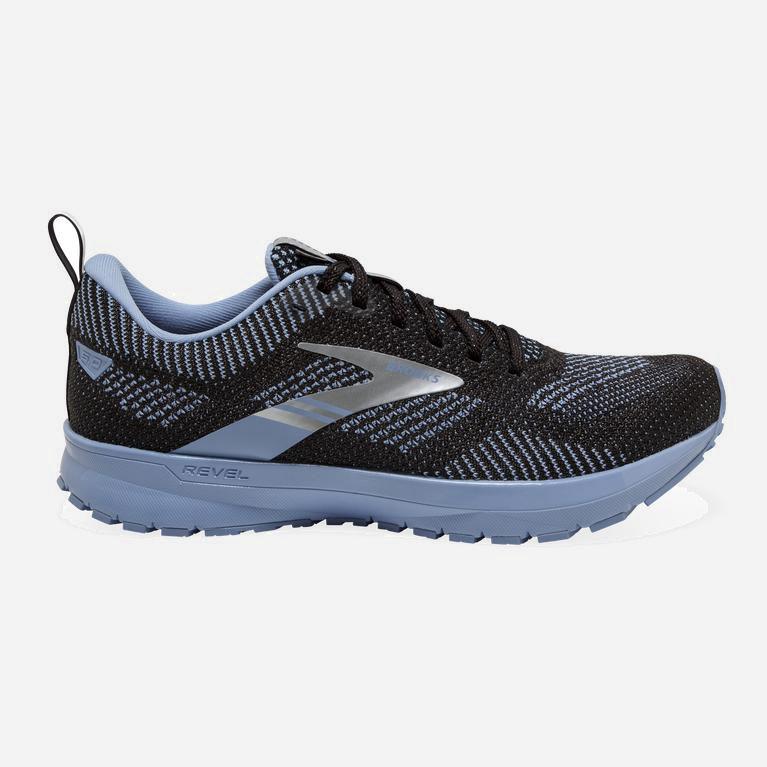 Brooks Revel 5 NZ - Women's Performance Road Running Shoes - Black/Blue/Metallic Silver (76015-RMGW)